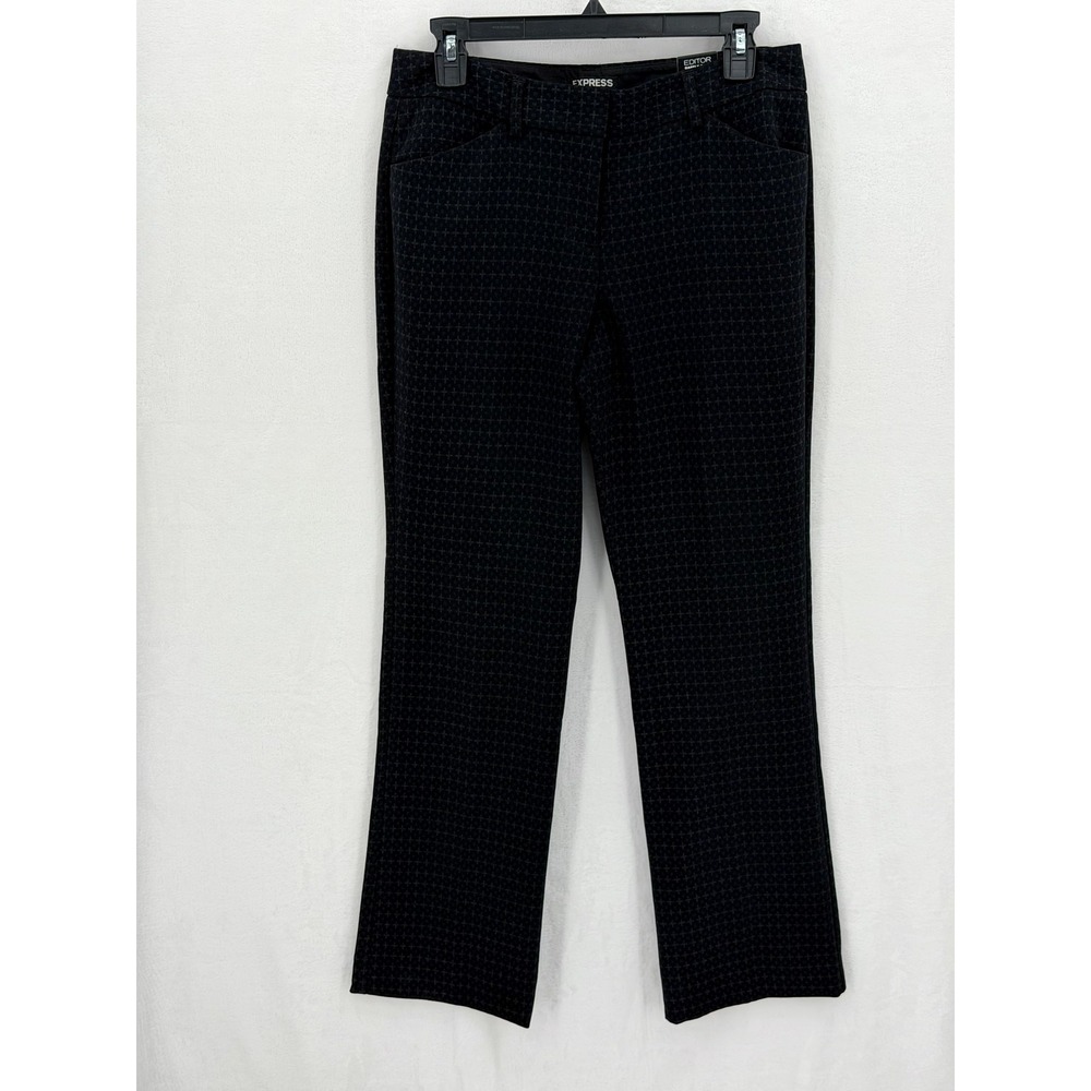 Express Pants Womens 6 Navy Geo Editor Barely Boot Stretch Office Work Preppy